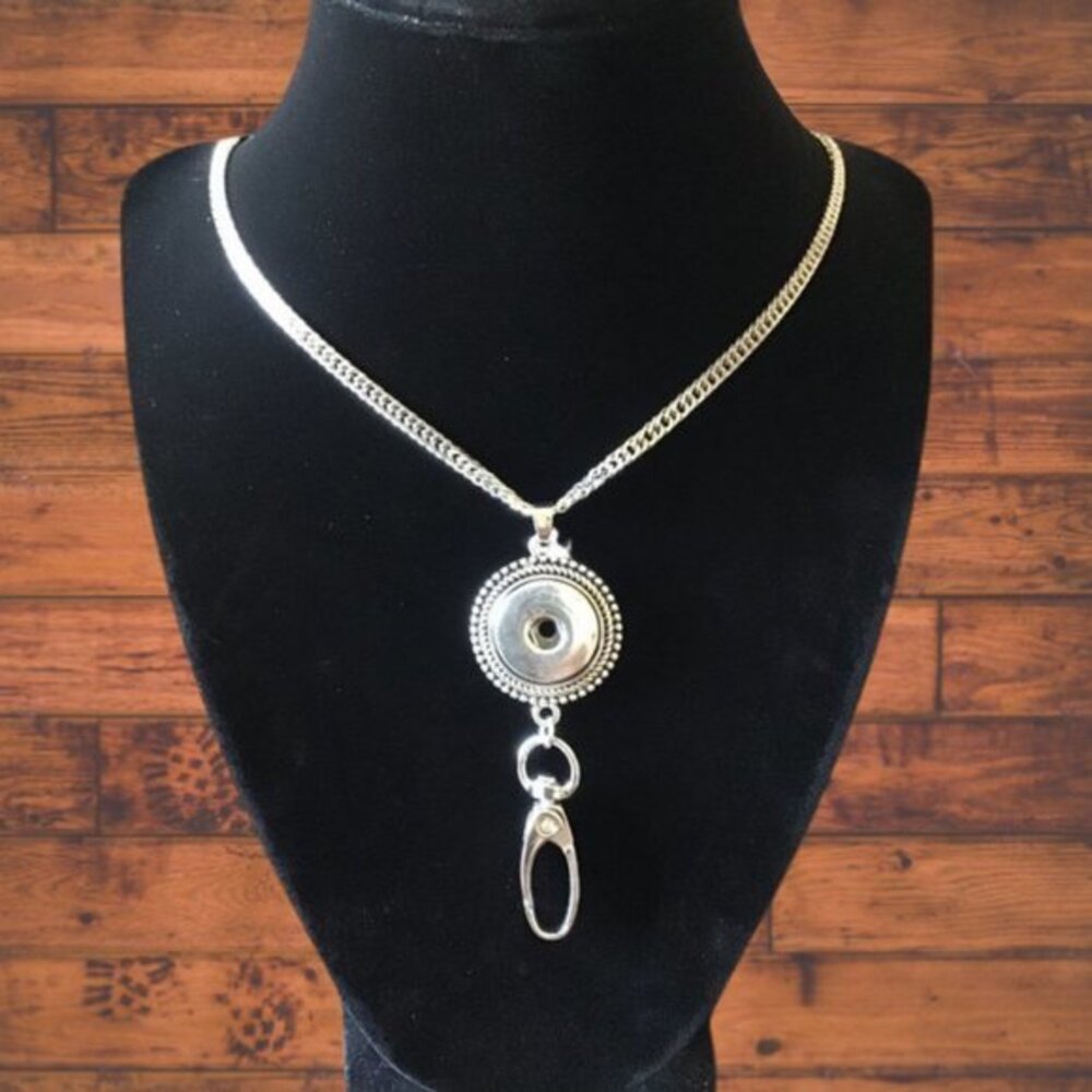 Snap Button Necklace Name Badge Holder/Stainless Steel